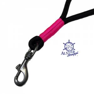 Kurze Führleine, Tauleine, schwarz, pink, Länge nach Wunsch ab 25 cm, Marke AlsterStruppi, hochwertig Bild 4