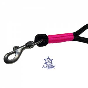 Kurze Führleine, Tauleine, schwarz, pink, Länge nach Wunsch ab 25 cm, Marke AlsterStruppi, hochwertig Bild 5