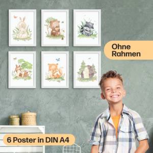 6er Boho Waldtiere Poster-Set fürs Kinderzimmer I Babyzimmer Deko I ohne Rahmen I CreativeRobin Bild 2