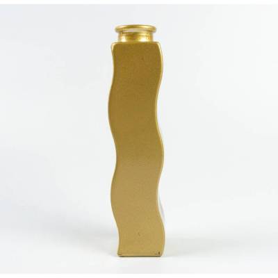 Glasvase von Ikea, Skämt Wellenvase, aus den 1990er Jahren, in gold, seltene undurchsichtige Vase, 21 cm hoch