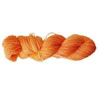 Handgefärbte Sommer-Sockenwolle, 4fach, mit Baumwolle, Farbe: Brilliant Orange Semisolid Bild 1
