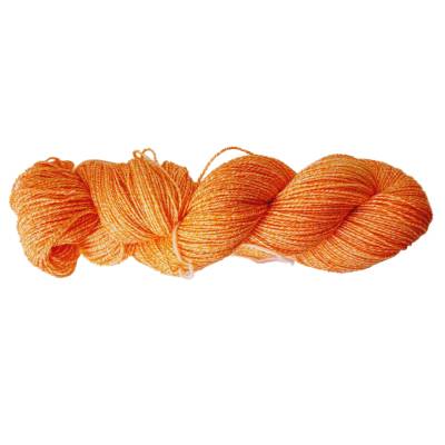 Handgefärbte Sommer-Sockenwolle, 4fach, mit Baumwolle, Farbe: Brilliant Orange Semisolid