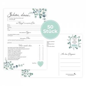 Hochzeitsspiel & Gästebuch-Karten für 50 Gäste im schönen Eukalyptus Design I CreativeRobin Bild 1
