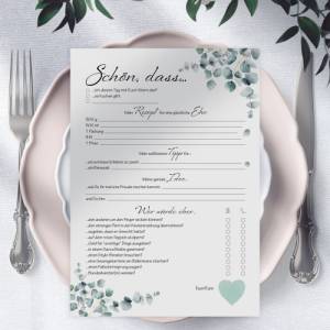 Hochzeitsspiel & Gästebuch-Karten für 50 Gäste im schönen Eukalyptus Design I CreativeRobin Bild 2