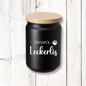 Aufkleber „Leckerlis“, personalisiert, Name, Katze Hund Vinylaufkleber Beschriftung Haustiere Bild 1
