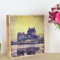 Schottland Castle, Isle of Skye, Upcycling Eichenholz, Foto auf Holz, 21 x 20 x 2,5 cm Bild 2