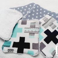 Waschlappen Waschtuch Waschlappen für Babys wiederverwendbar umweltfreundlich 5er Set Kreuz grau mint Bild 5