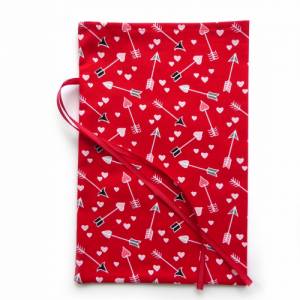 Geschenkverpackung aus Stoff rot Pfeil Herz Stoffbeutel Geschenksäckchen Bild 2