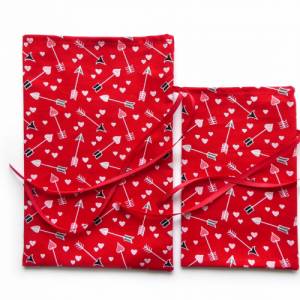 Geschenkverpackung aus Stoff rot Pfeil Herz Stoffbeutel Geschenksäckchen Bild 4