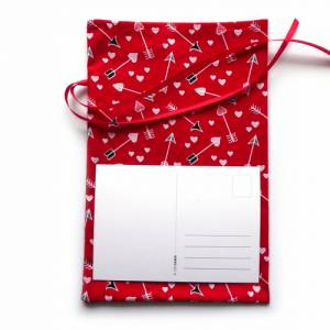Geschenkverpackung aus Stoff rot Pfeil Herz Stoffbeutel Geschenksäckchen Bild 5