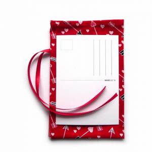 Geschenkverpackung aus Stoff rot Pfeil Herz Stoffbeutel Geschenksäckchen Bild 6