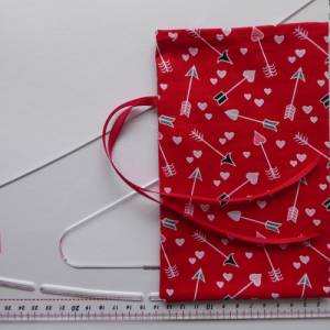 Geschenkverpackung aus Stoff rot Pfeil Herz Stoffbeutel Geschenksäckchen Bild 9