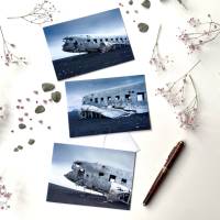 Island Flugzeugwrack- 3er Set Klappkarten mit Umschlag Bild 1