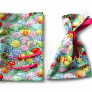 Geschenkverpackung aus Stoff Ostern Ostereier bunt Stoffbeutel Geschenksäckchen Bild 3