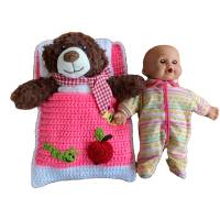 Puppenbettchen - Schlafsack für Puppen oder Teddys und andere Plüschtiere ca. 27 cm     Apfel und Wurm Bild 1