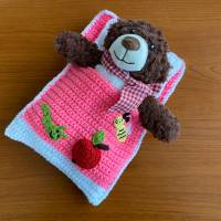Puppenbettchen - Schlafsack für Puppen oder Teddys und andere Plüschtiere ca. 27 cm     Apfel und Wurm Bild 6