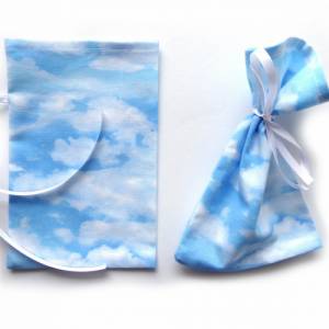 Geschenkverpackung aus Stoff Wolken Himmel blau weiß Stoffbeutel Geschenksäckchen Bild 4
