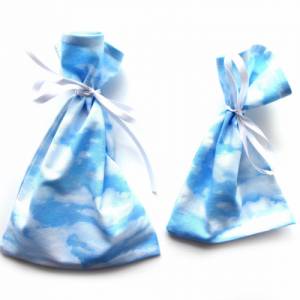 Geschenkverpackung aus Stoff Wolken Himmel blau weiß Stoffbeutel Geschenksäckchen Bild 6