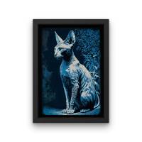 Digitaler Download Motiv "Sphynx Katze Cyanotypie" Sublimation png 300dpi Kunstdruck blau cyan Bild 3