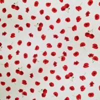 Stoff Meterware Baumwolle pflegeleicht "Poppy Flower" weiss rot Mohnblumen Dekostoff Bild 3