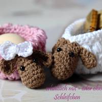 Eierbecher Schaf gehäkelt - Tischdeko für Ostern, Osterdeko Schaf zum Befüllen, besondere Eierbecher zu Ostern Bild 1