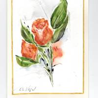 Grußkarte, Muttertag,Geburtstag, Liebesbrief -   Rosen abstrakt-  handgemalt Bild 1
