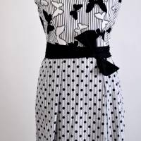 Damen Sommer Kleid | Motiv Schmetterlinge in Schwarz/Weiß| Bild 1