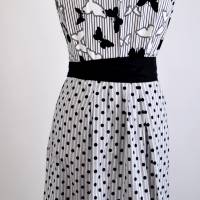 Damen Sommer Kleid | Motiv Schmetterlinge in Schwarz/Weiß| Bild 2