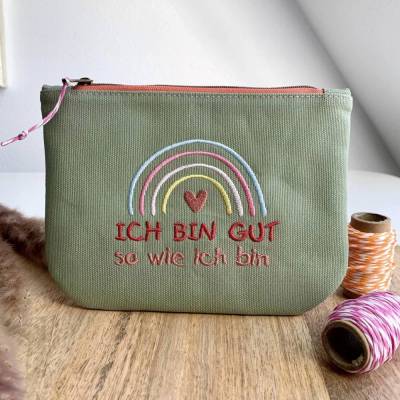 Stickdatei "Gut so wie ich bin" 10x10 und 13x18 für die Stickmaschine Regenbogen Herz Spruch