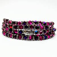 Zartes Wickelarmband aus Glasperlen Yogakette UNIKAT Armband Maßanfertigung lila pink Glas Perlen Perlenschmuck Bild 1