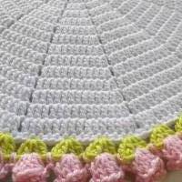 wunderschönes Häkeldeckchen mit Tulpenrand, 100% Baumwolle, Shabby chic Bild 3