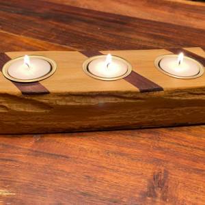 Kerzenhalter für 3 Teelichter aus Holz Unikat Bild 1