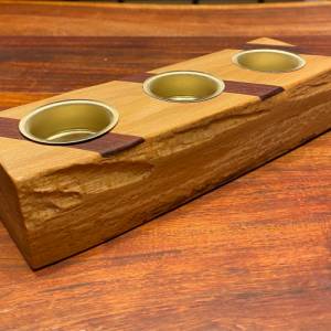 Kerzenhalter für 3 Teelichter aus Holz Unikat Bild 3