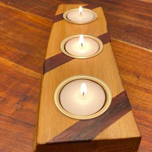 Kerzenhalter für 3 Teelichter aus Holz Unikat Bild 6