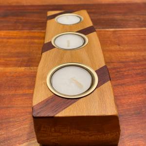 Kerzenhalter für 3 Teelichter aus Holz Unikat Bild 8