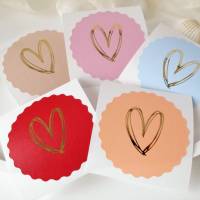 Aufkleber Sticker Set Herz mit Goldeffekt, 10, 20 oder 50 Stück, Geschenkverpackung, rot beige rosa hellblau apricot Bild 2
