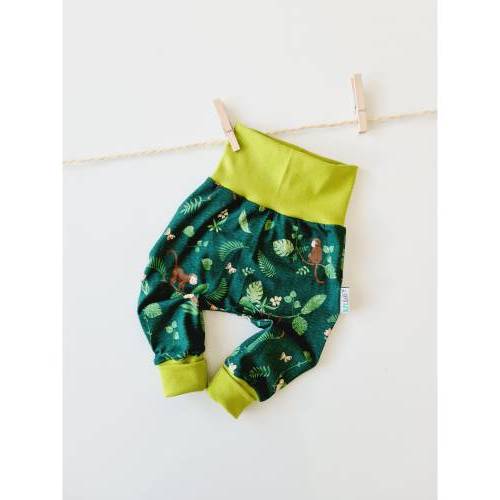 Baby-Pumphose 62 • 80 Jersey Dschungelfieber Bündchen Hellgrün