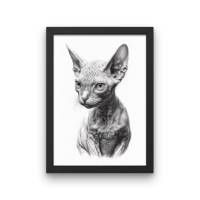 Digitaler Download Motiv "Sphynx Katze Zeichnung" Sublimation png 300dpi Kunstdruck Lineart Bild 3