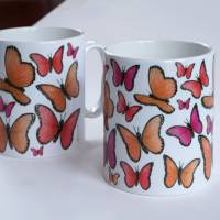 Dekorative Design Tasse mit bunten Schmetterlingen, Schöne Unikate Tasse als Geschenkidee für jede Frau oder Mädchen Bild 2