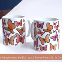 Dekorative Design Tasse mit bunten Schmetterlingen, Schöne Unikate Tasse als Geschenkidee für jede Frau oder Mädchen Bild 4