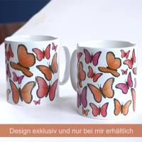 Dekorative Design Tasse mit bunten Schmetterlingen, Schöne Unikate Tasse als Geschenkidee für jede Frau oder Mädchen Bild 5