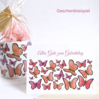 Dekorative Design Tasse mit bunten Schmetterlingen, Schöne Unikate Tasse als Geschenkidee für jede Frau oder Mädchen Bild 6