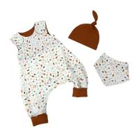 Baby Frühchen Jungen Mädchen Mitwachs-Strampler optional mit Wickelöffnung "Hasen" Geschenk Geburt Ostern Bild 1