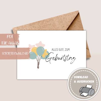Geburtstagskarte zum Ausdrucken, druckbare Karte, Glückwunschkarten zum Ausdrucken