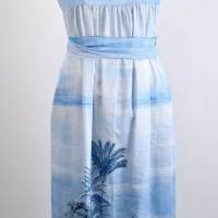 Damen Maxi Sommerkleid | Floraler Druck in Weiß/Blau | Bild 2