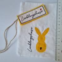 Geschenkesäckchen mit passendem Label für Ostern - LIEBLINGSHASE - in gelb von he-ART by helen hesse Bild 5