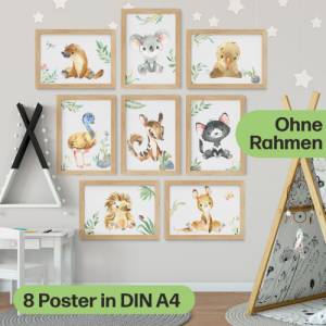 8er Australien Tier Poster-Set fürs Kinderzimmer I Schöne Babyzimmer Deko I A4 Größe I ohne Rahmen I CreativeRobin Bild 2