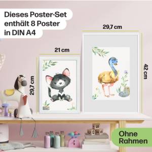 8er Australien Tier Poster-Set fürs Kinderzimmer I Schöne Babyzimmer Deko I A4 Größe I ohne Rahmen I CreativeRobin Bild 7