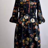 Damen Hemdblusenkleid| Blumen Muster in Terracotta/Schwarz | Bild 2