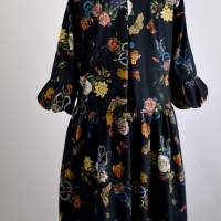 Damen Hemdblusenkleid| Blumen Muster in Terracotta/Schwarz | Bild 3